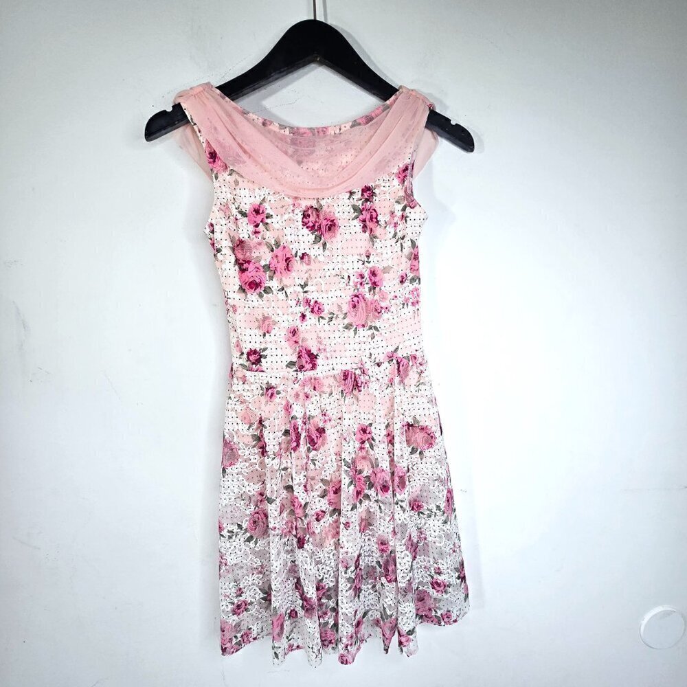 Women's Pink Floral Cowl Neck Dance Costume